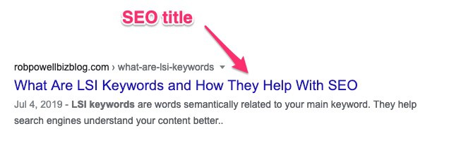seo friendly blog posts - example of an SEO title