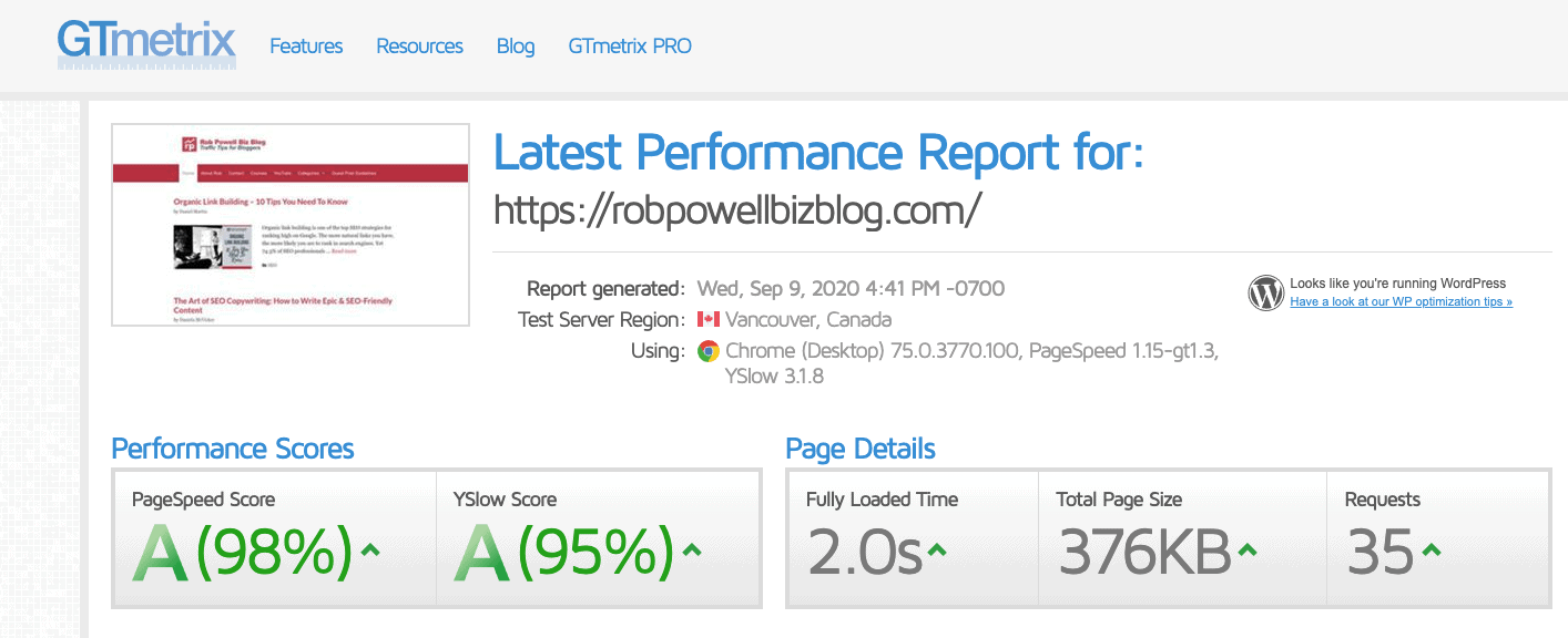 wp roket incelemesi - 19 - wprocket ile gtmetrix GTMetrix speed test with WP Rocket