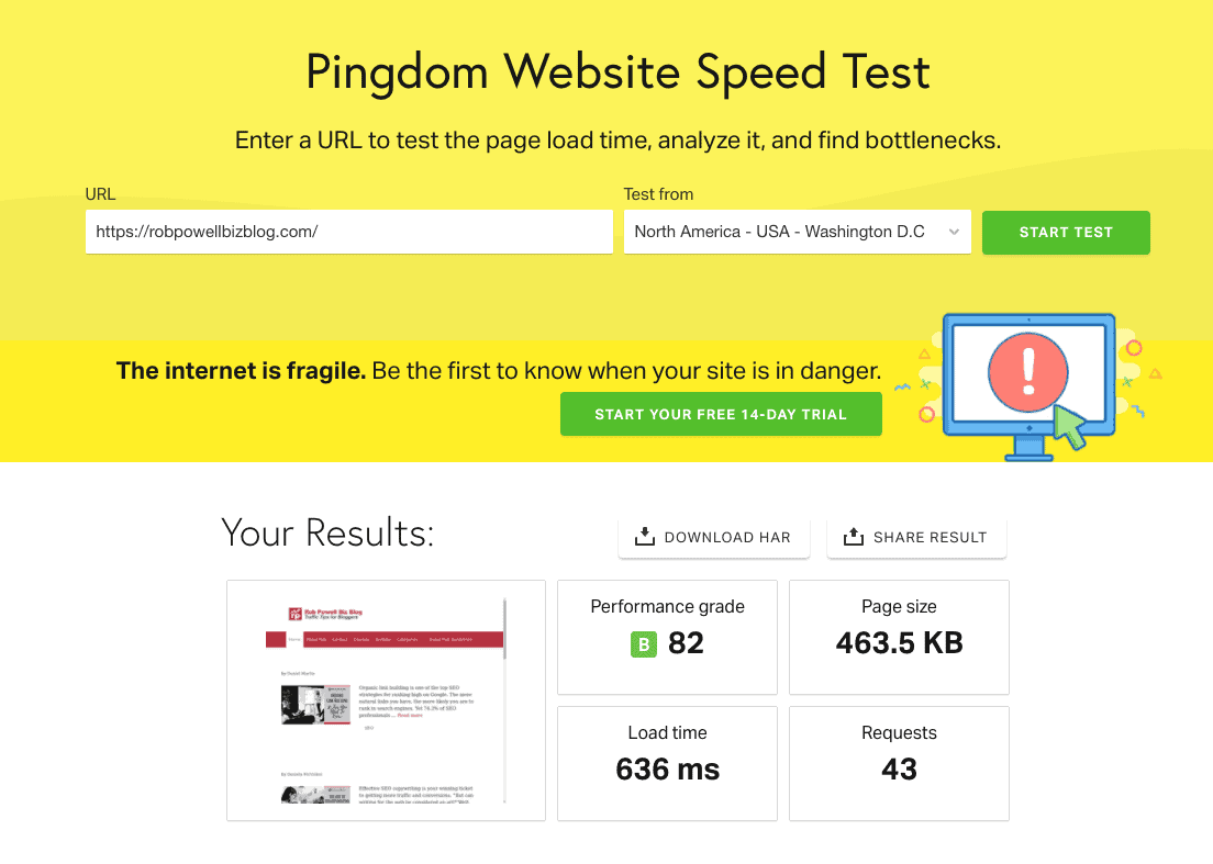 wp roket incelemesi - 23 - pingdom wprocket devre dışı bırakıldı Pingdom speed test with WP Rocket deactivated