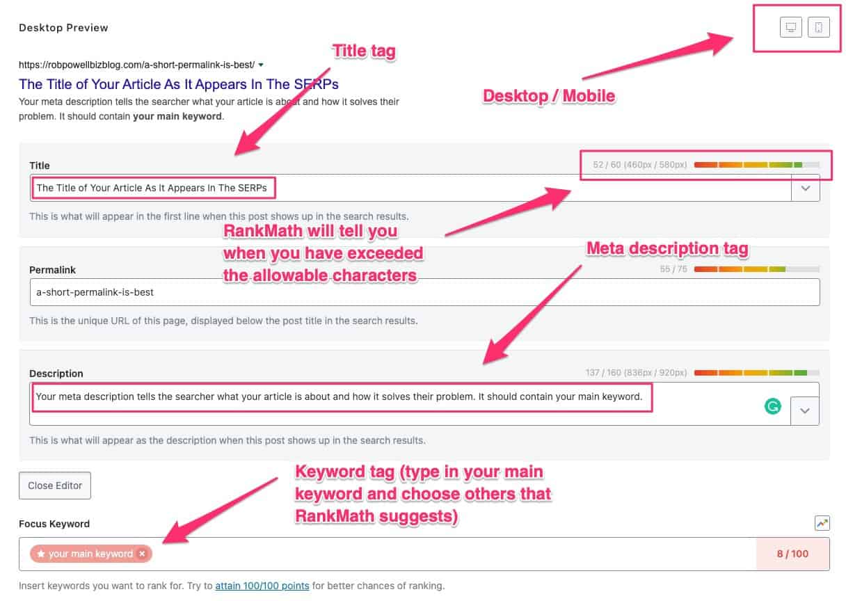 adding meta tags in RankMath