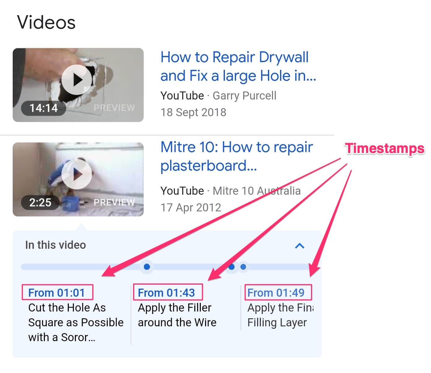 video key moments - time stamps