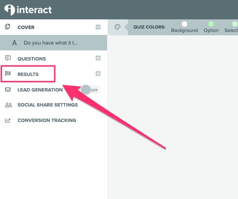 set the results for your quiz