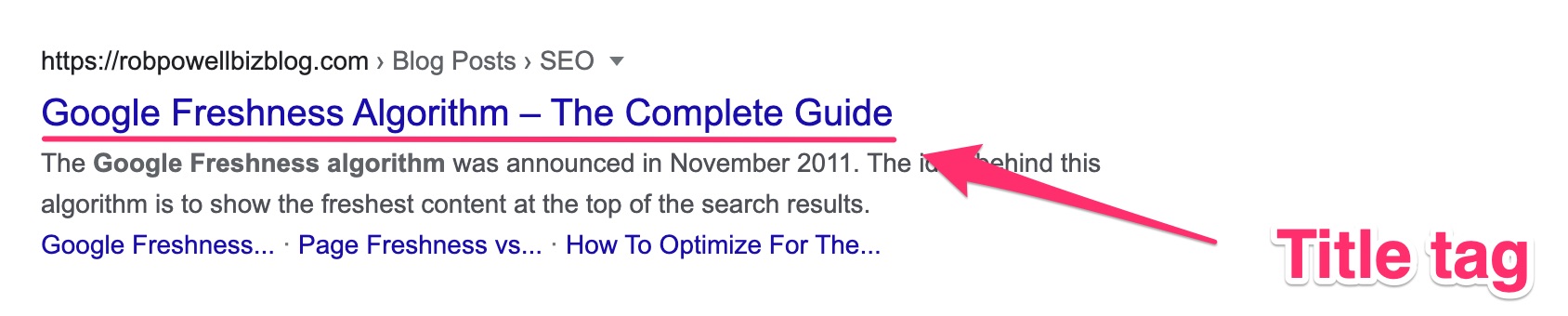 the title tag is a clickable link in the SERP snippet