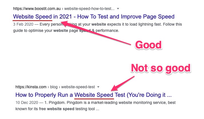 place keyword at start of SEO title