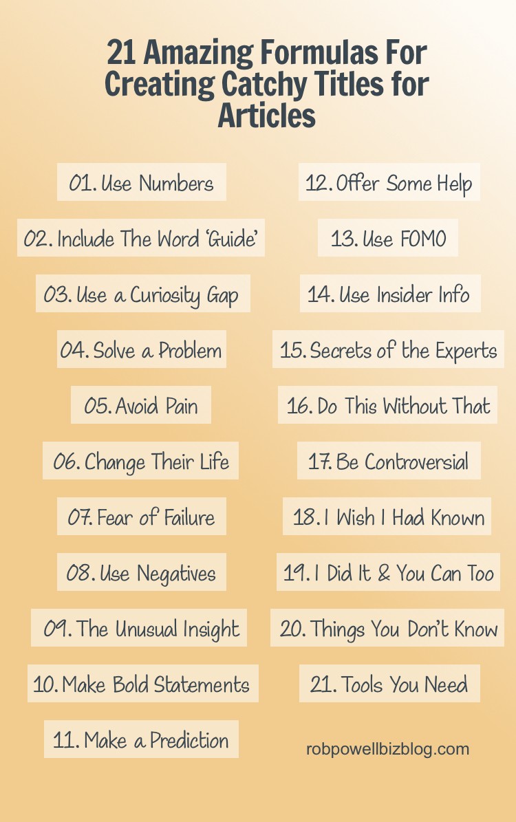 21 formulas for creating catchy titles
