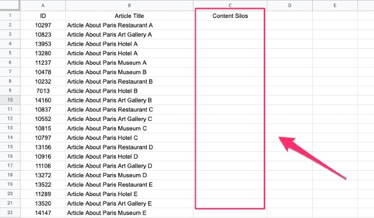 using Google Sheets to identify content silos