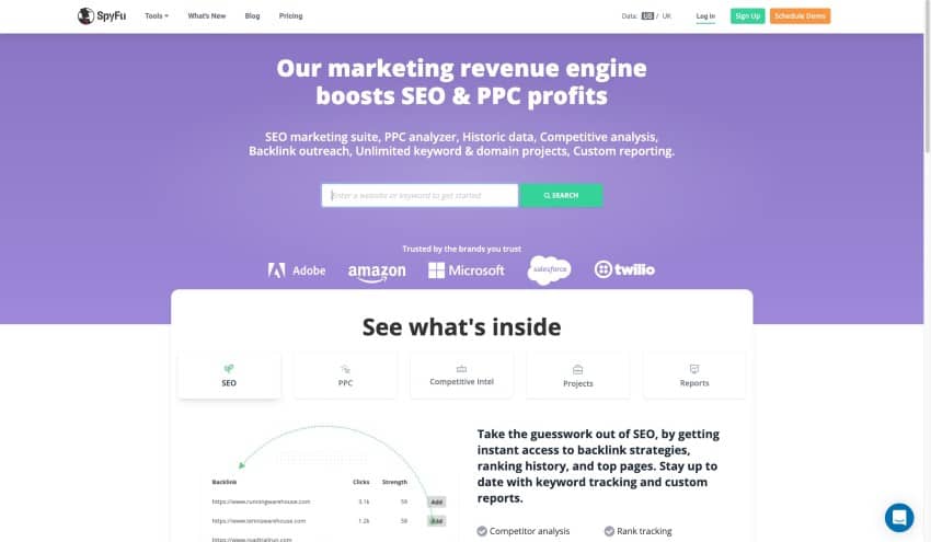 spyfu seo tool - alternatives to ahrefs