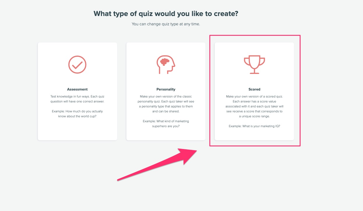 choose the scored quiz option