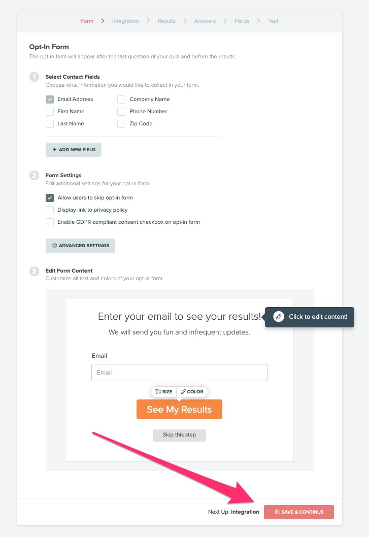create a quiz for lead generation