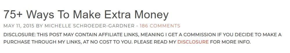 Affiliate-Offenlegung unter der Überschrift