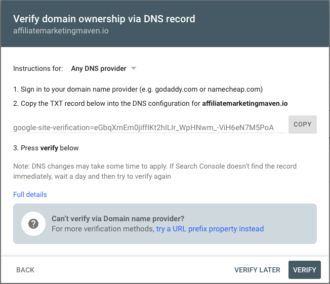 Installieren der Suchkonsole für Ihre Website
