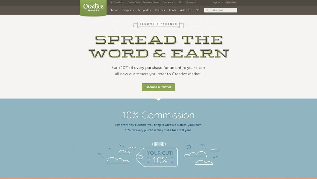 البرامج التابعة لمدونين تصميم الويب - Creative Market