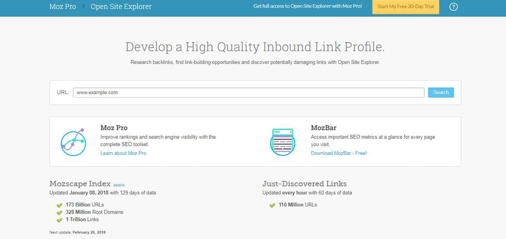 افتح صورة أدوات بحث منافس Site Explorer