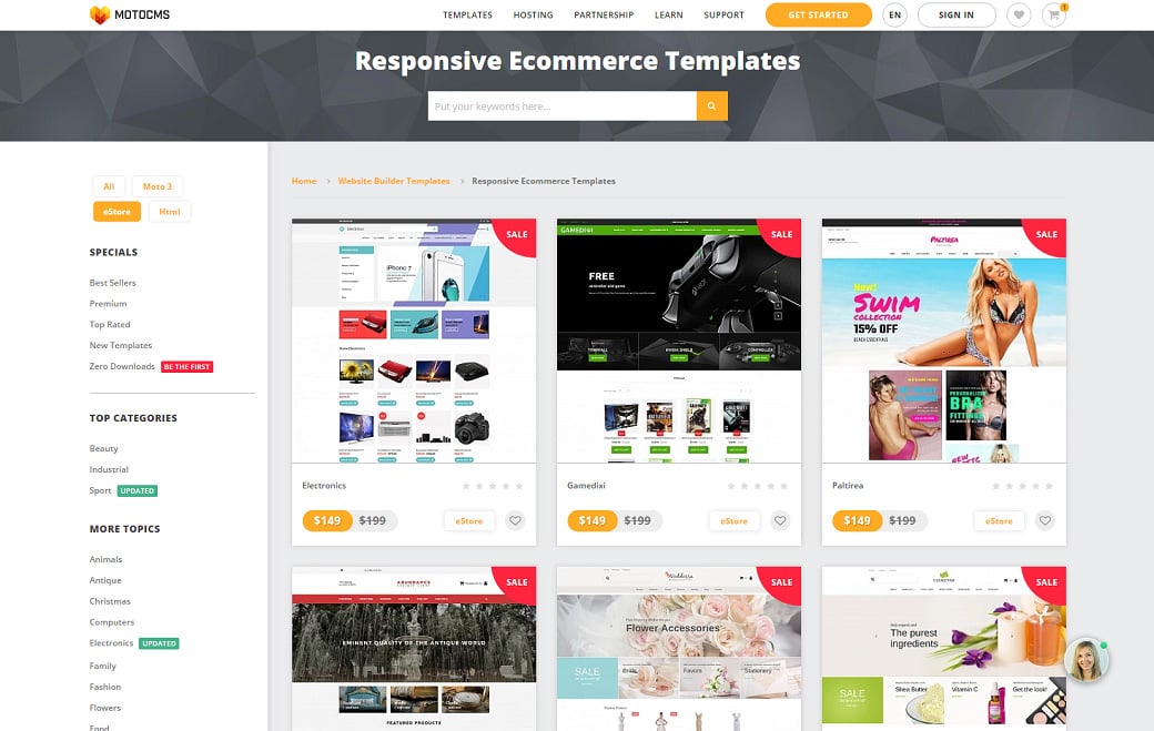 MotoCMS eCommerce Update 1.2.9 - шаблоны