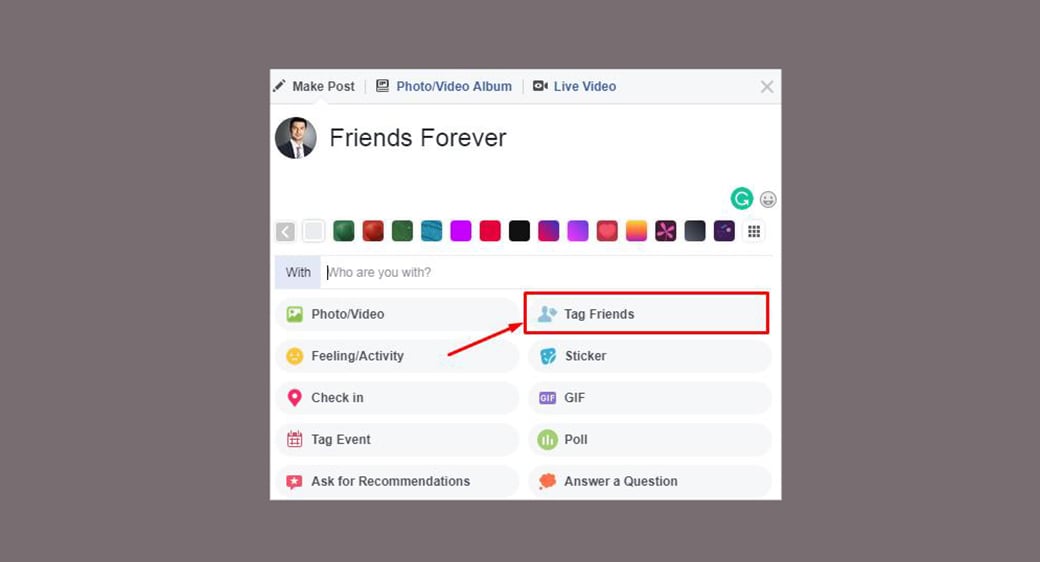 tagga un'immagine della funzione di un amico