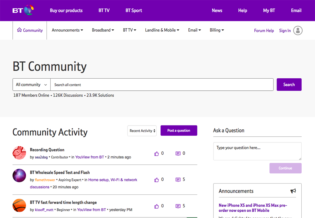 Caso di studio BT di marketing sui social media