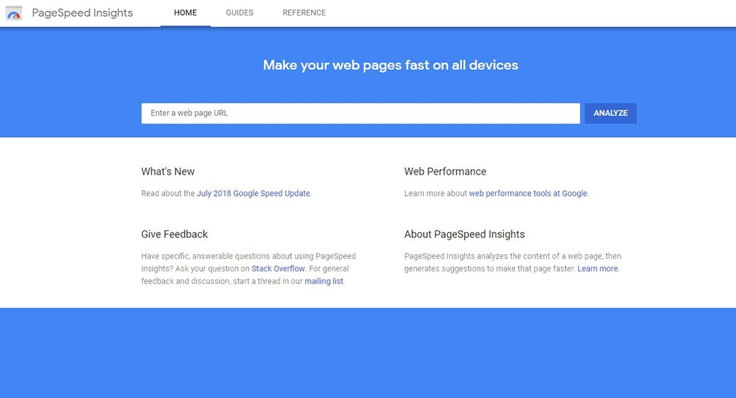 instrumentul de informații despre viteza paginii Google