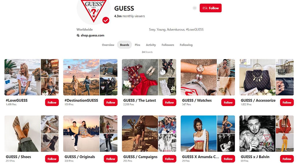 在 pinterest 上创建图板