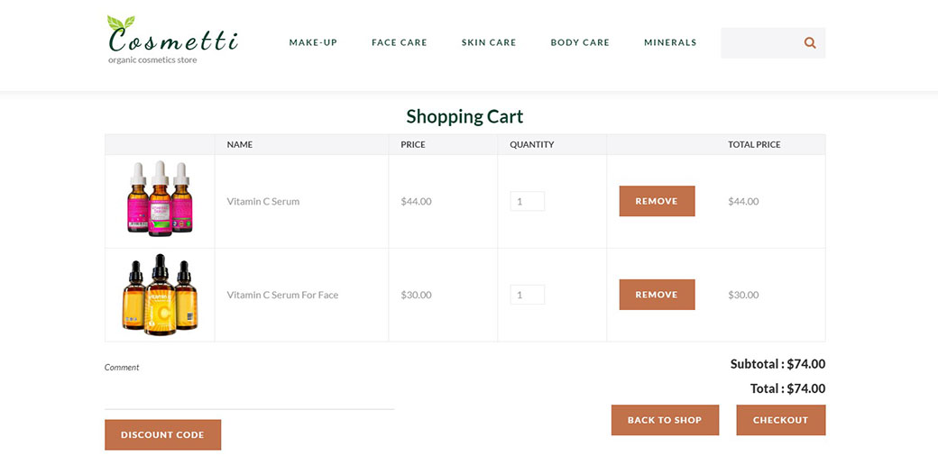 化妆品店的购物车