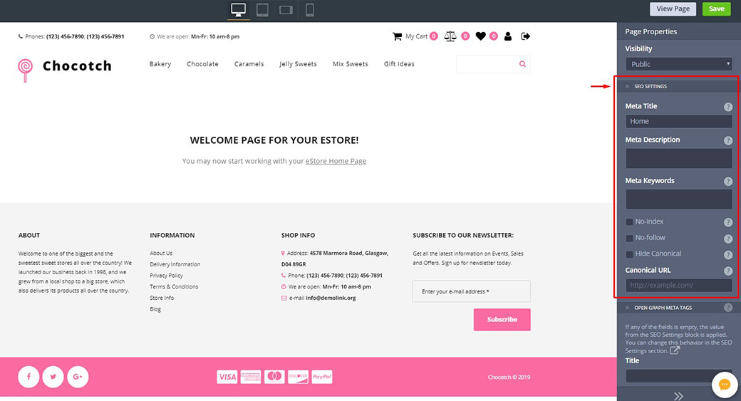 电子商务网站 - SEO 设置