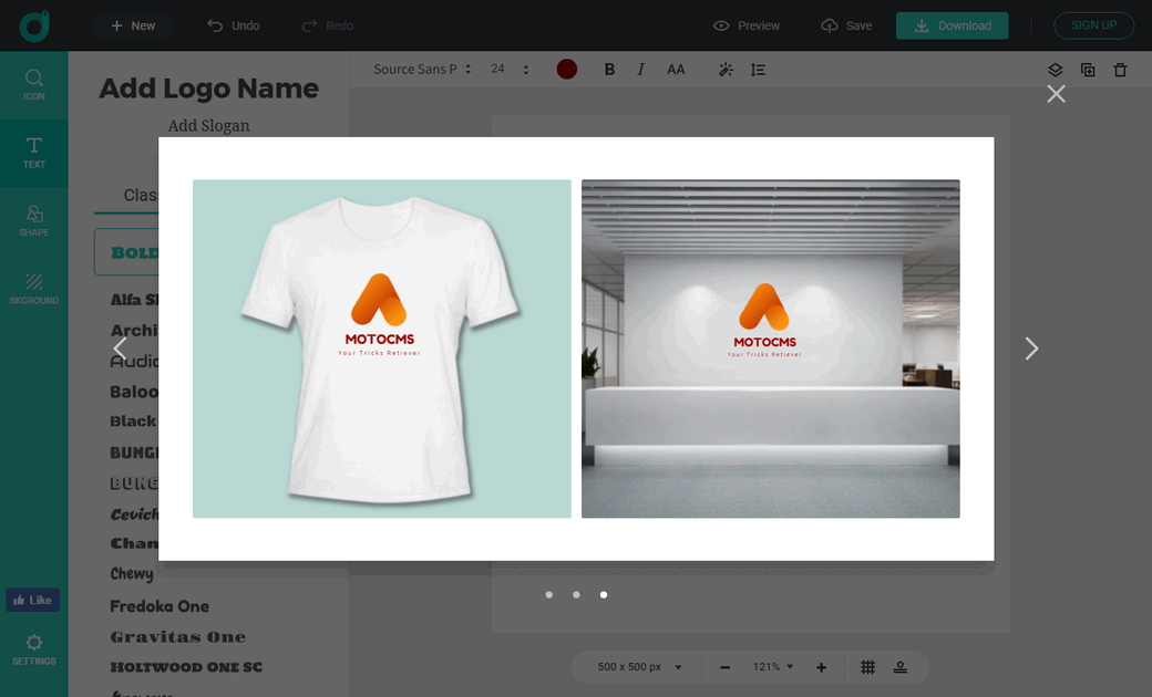 Разработка логотипа для корпоративного цветного изображения MotoCMS