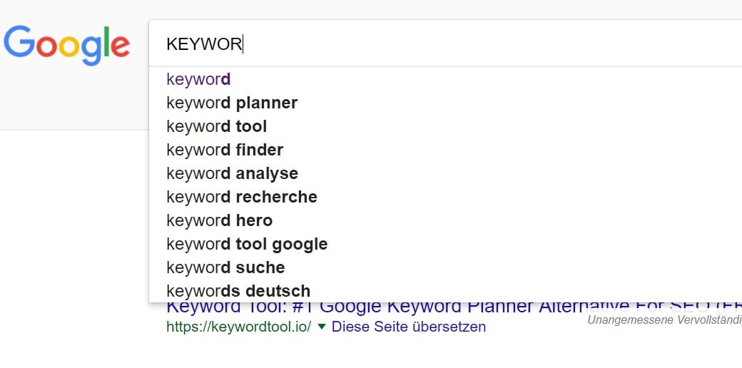Richtiges Keyword Bild