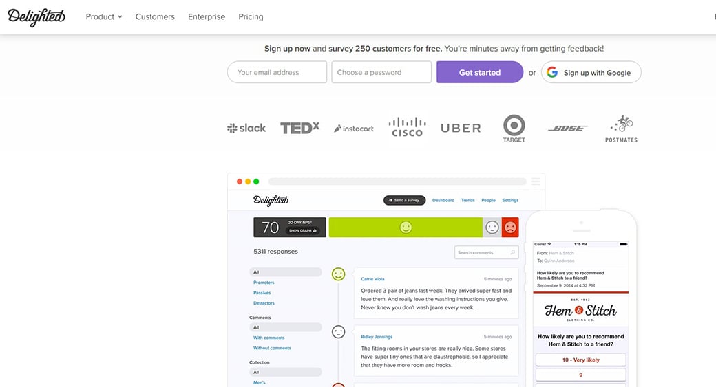 Sistem încântat pentru feedback-ul clienților