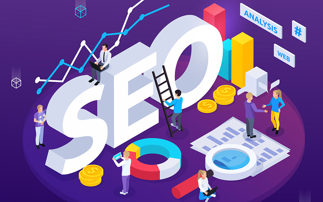 Composizione isometrica di analisi SEO