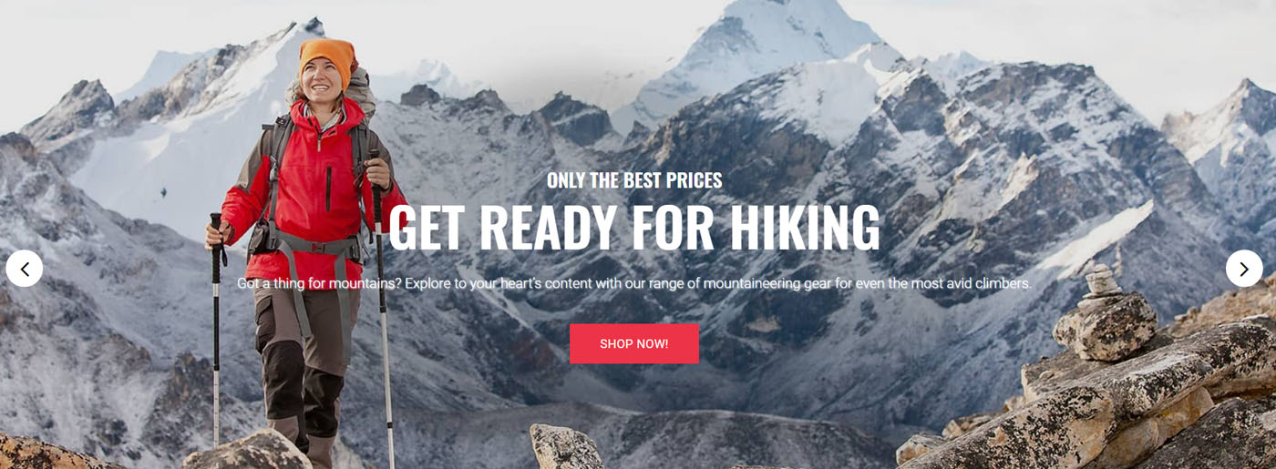 Progettazione di siti web per escursionismo per negozio di sport e trekking