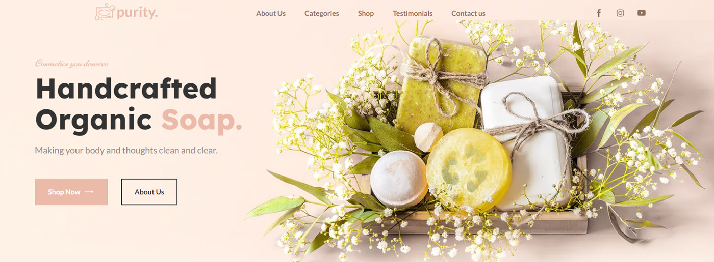 Мыло ручной работы Дизайн веб-сайта