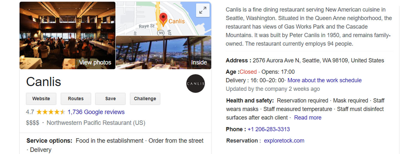 Exemple de compte Google My Business