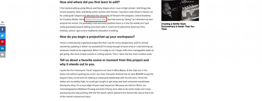 Geri bağlantının vurgulandığı blog makalesi