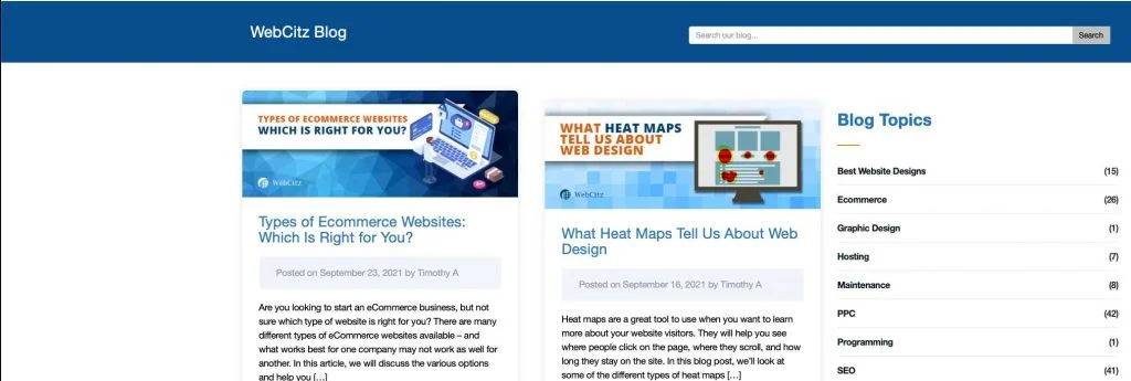 Page d'accueil du Blog WebCitz