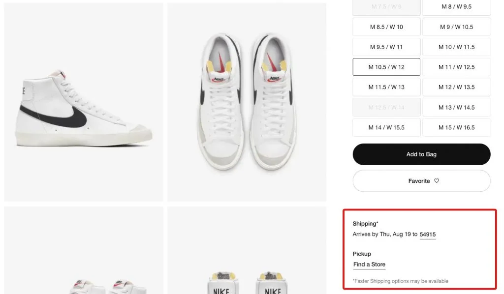 Rectangle rouge autour des dates de livraison exceptées