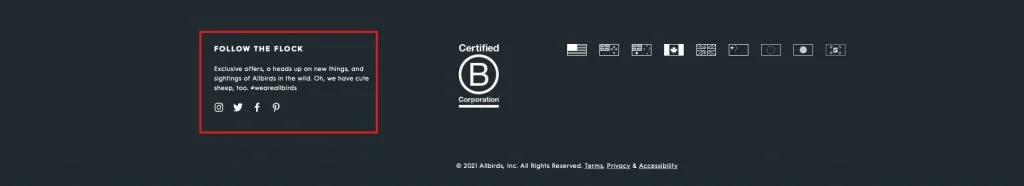 Site Web de commerce électronique mettant en évidence les liens vers les médias sociaux