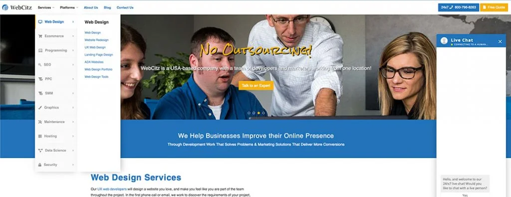 主頁上的WebCitz導航