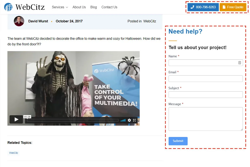 紅色方塊突出顯示號召性用語部分