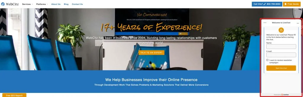 在網站主頁上實時聊天