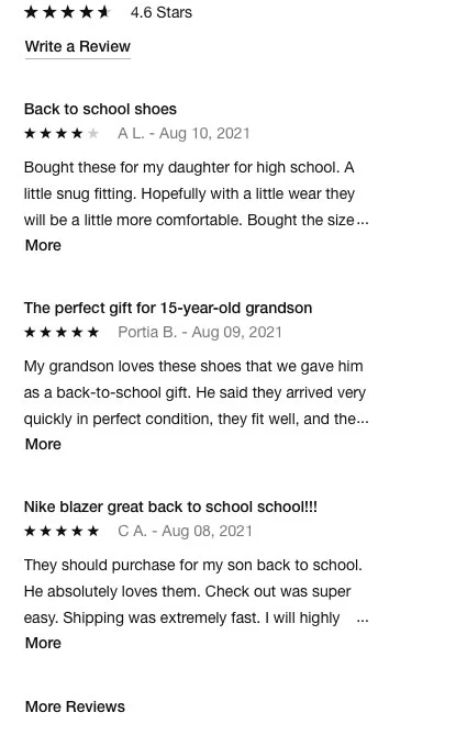 客戶對產品的評論