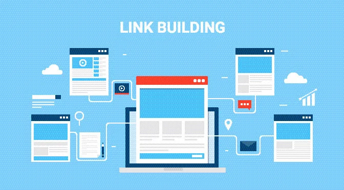 帶有 LINK BUILDING 的粗體圖形設計