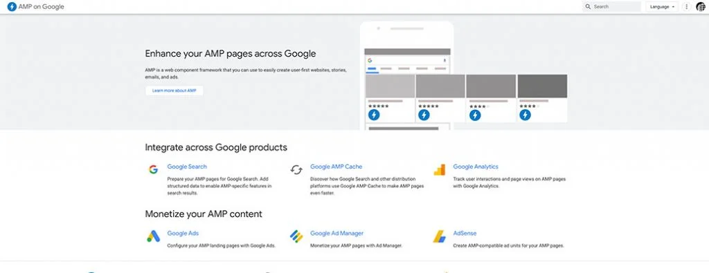 Google AMP 主頁