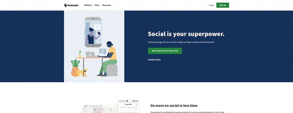 Pagina de pornire Hootsuite