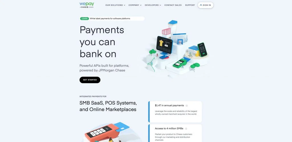 Pagina iniziale di WePay