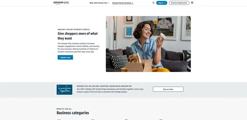 Pagina iniziale di Amazon Pay