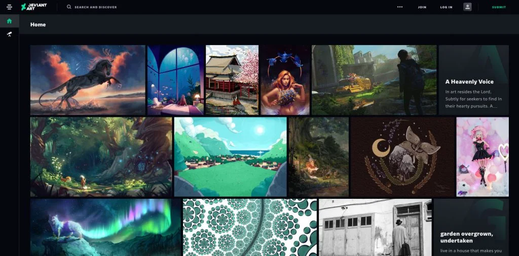 Pagina iniziale di DeviantArt