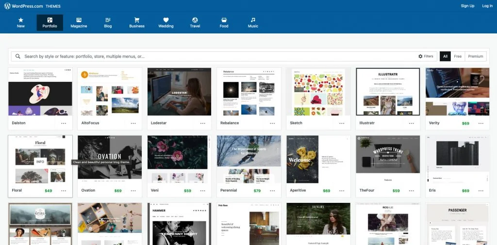 Homepage del portfolio WordPress
