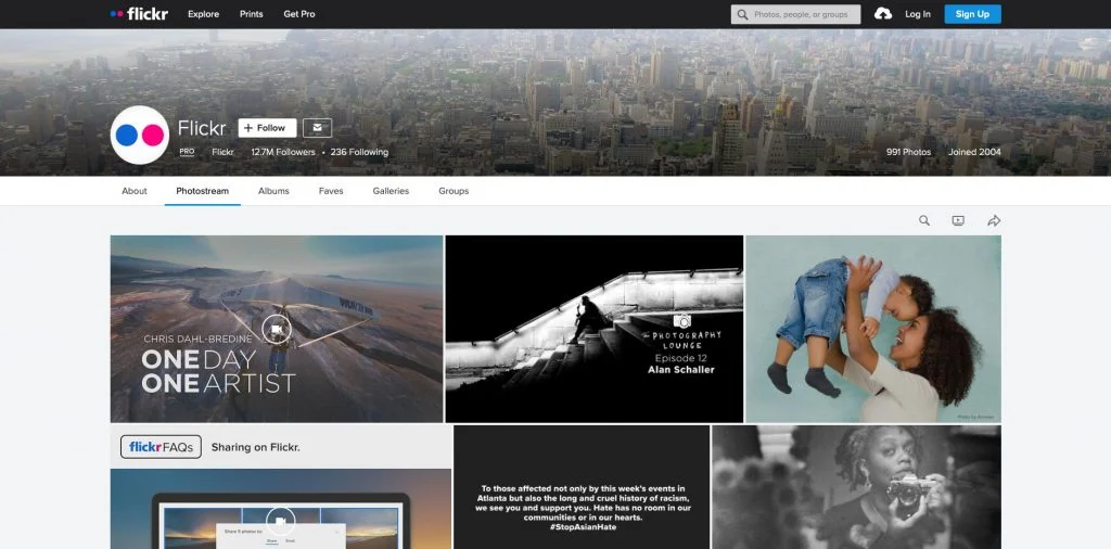 Pagina iniziale di Flickr