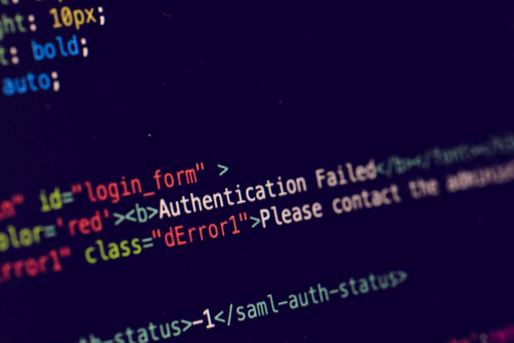 Codice sullo schermo di un computer