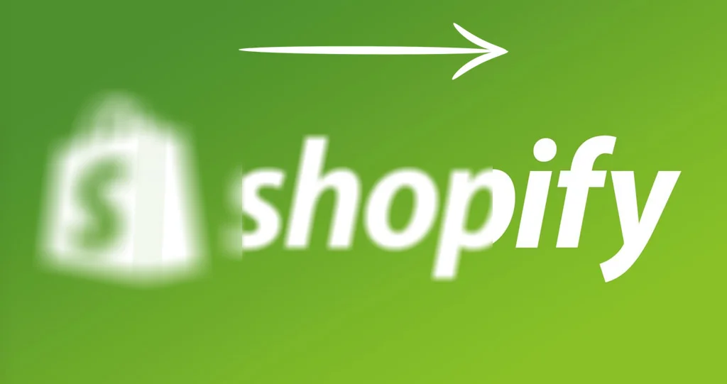 ضبابية Shopify شعار مع سهم فوقه