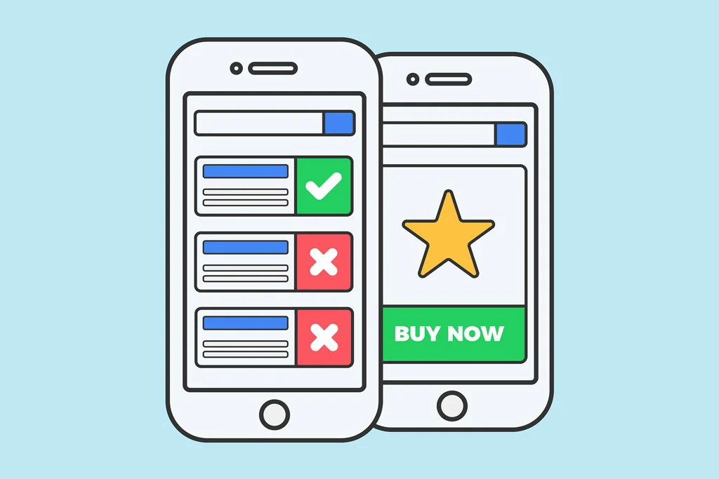 带有显示立即购买按钮的智能手机图形